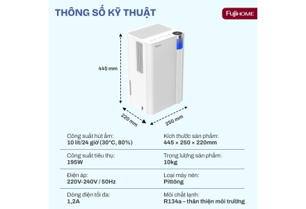 Máy Hút Ẩm Dân Dụng Fujihome DH10NEW