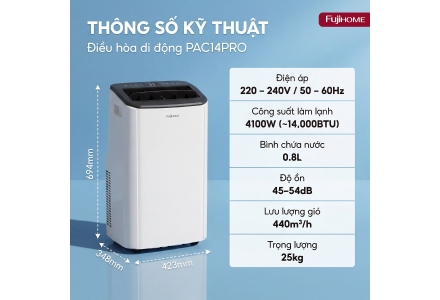 Điều hòa di động Fujihome PAC14Pro 14000BTU - 1.6HP, Inverter
