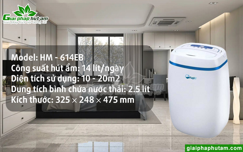 Thông số kỹ thuật máy hút ẩm dân dụng FujiE HM-614EB