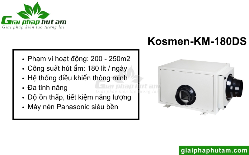 thông tin về Máy hút ẩm treo trần Kosmen KM-180DS