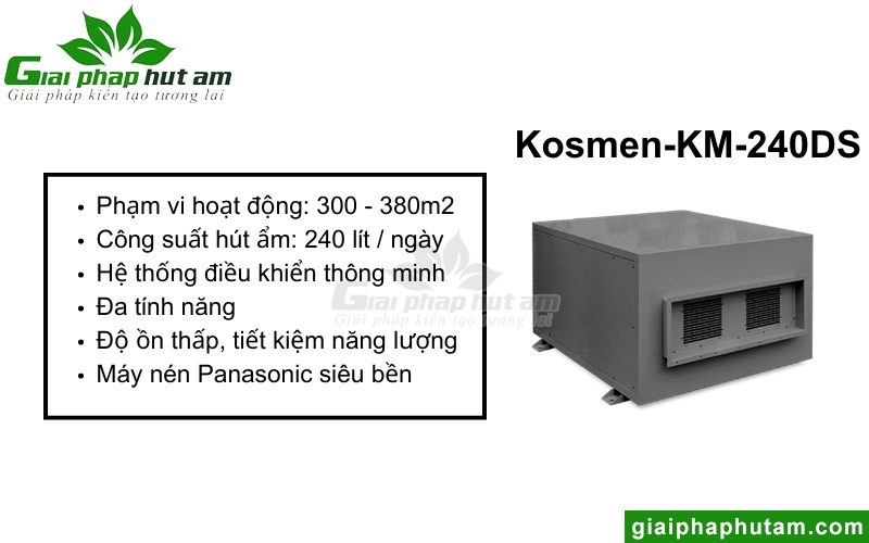thông tin về Máy hút ẩm treo trần Kosmen KM-240DS