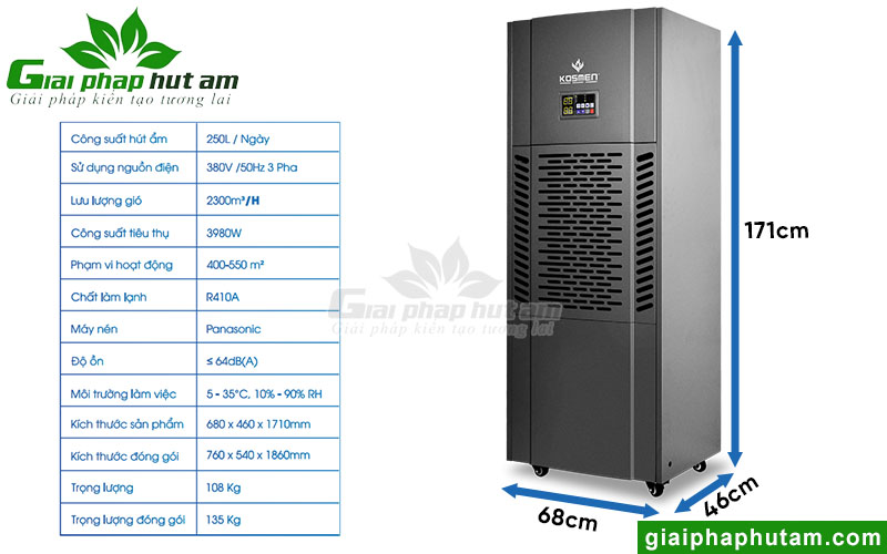 Thông số máy hút ẩm Kosmen KM-250S