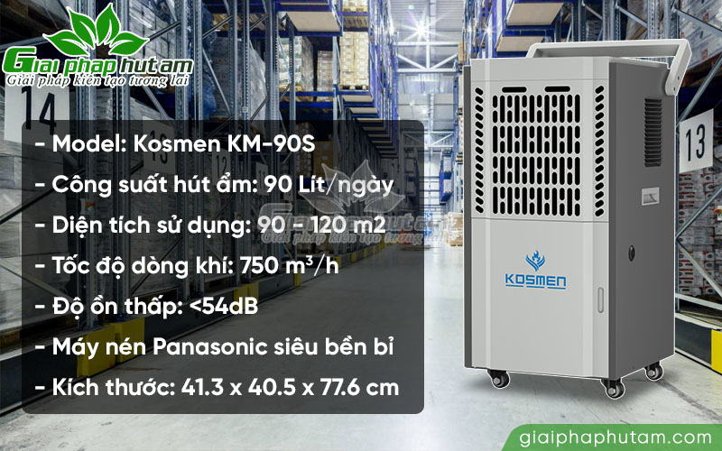 Thông số kỹ thuật máy hút ẩm công nghiệp Kosmen KM-90S