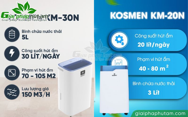So sánh máy hút ẩm Kosmen KM-30N và Kosmen KM-20N