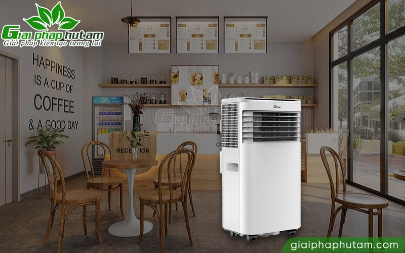 Bối trí máy lạnh di động trong quán cafe