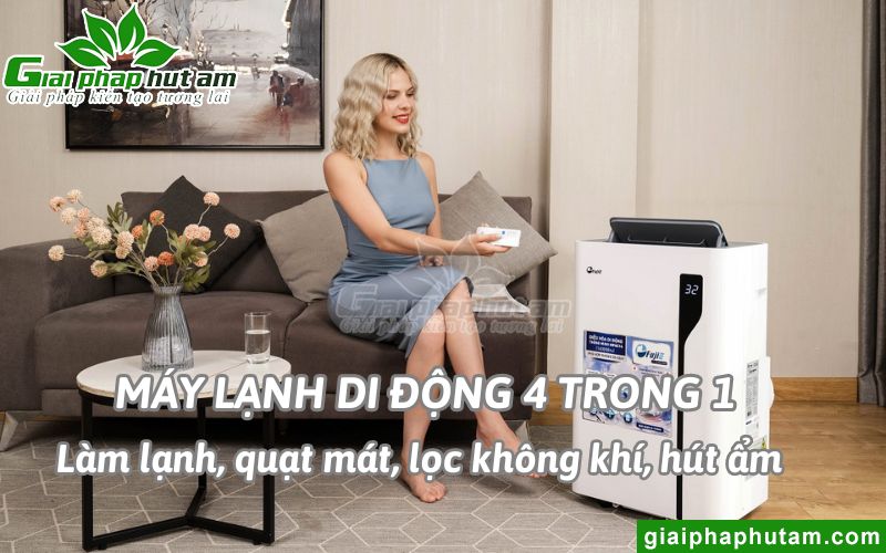 Máy lạnh di động 4 trong 1 - Làm lạnh, quạt mát, lọc không khí, hút ẩm